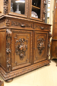 French Oak Bookcase over Cupboard c1880
