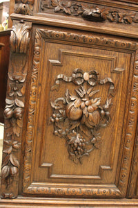 French Oak Bookcase over Cupboard c1880