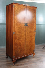 Load image into Gallery viewer, English Burl Walnut Gentlemans Wardrobe c.1940