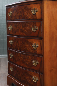 Petite English Burl Walnut Chest c.1900