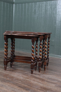 English Oak Barley Twist Nest of Tables c.1900