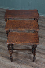 Load image into Gallery viewer, English Oak Barley Twist Nest of Tables c.1900
