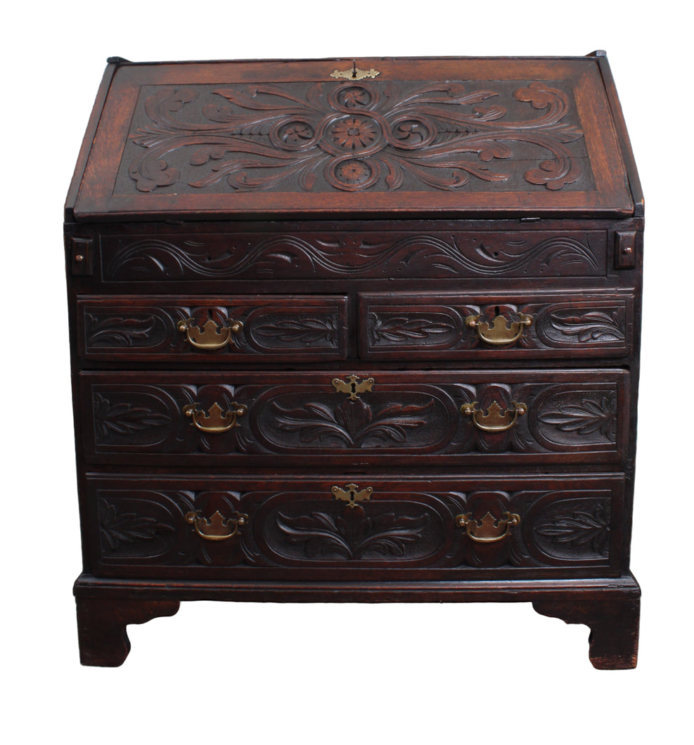 English Carved Oak Bureau c.1780