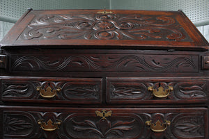 English Carved Oak Bureau c.1780