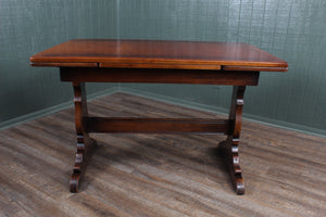 Vintage English Oak Trestle Drawleaf Table