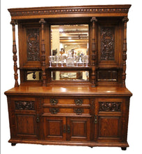 Load image into Gallery viewer, English Carved Oak Mirrored Sideboard c.1870 - 1890