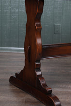 Load image into Gallery viewer, Vintage English Oak Trestle Drawleaf Table