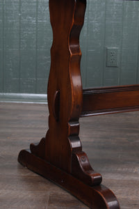 Vintage English Oak Trestle Drawleaf Table