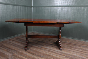 Vintage English Oak Trestle Drawleaf Table