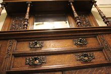 Load image into Gallery viewer, English Carved Oak Mirrored Sideboard c.1870 - 1890