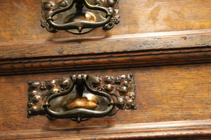 English Carved Oak Mirrored Sideboard c.1870 - 1890