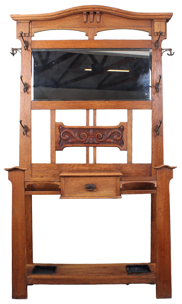 English Oak Art Nouveau Hallstand c.1900