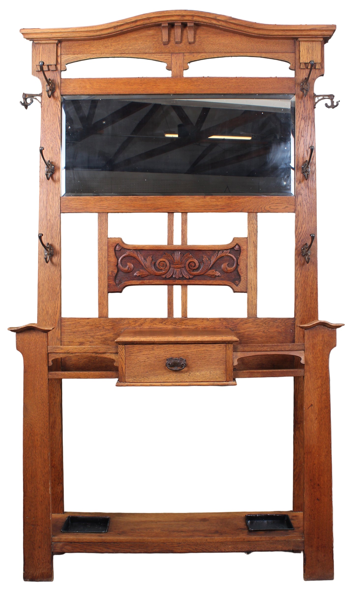English Oak Art Nouveau Hallstand c.1900