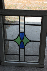 Antique English Stained Glass in Original Frame