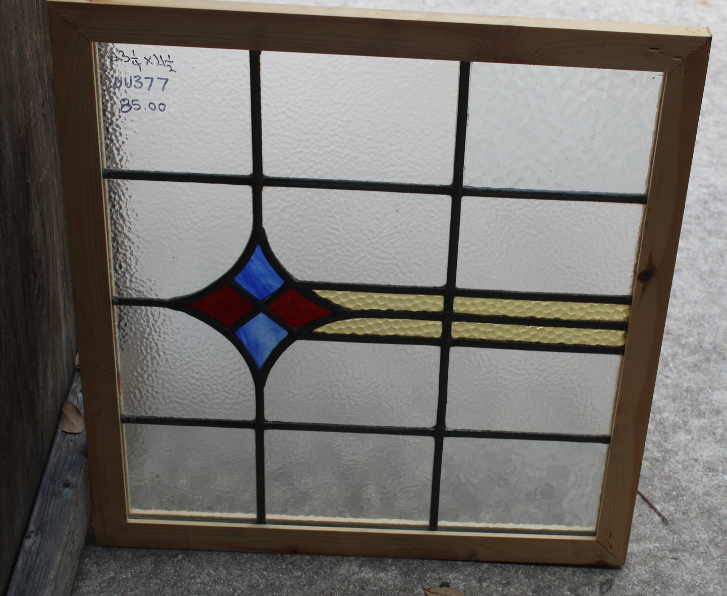 Antique English Stained Glass in Shipping Frame