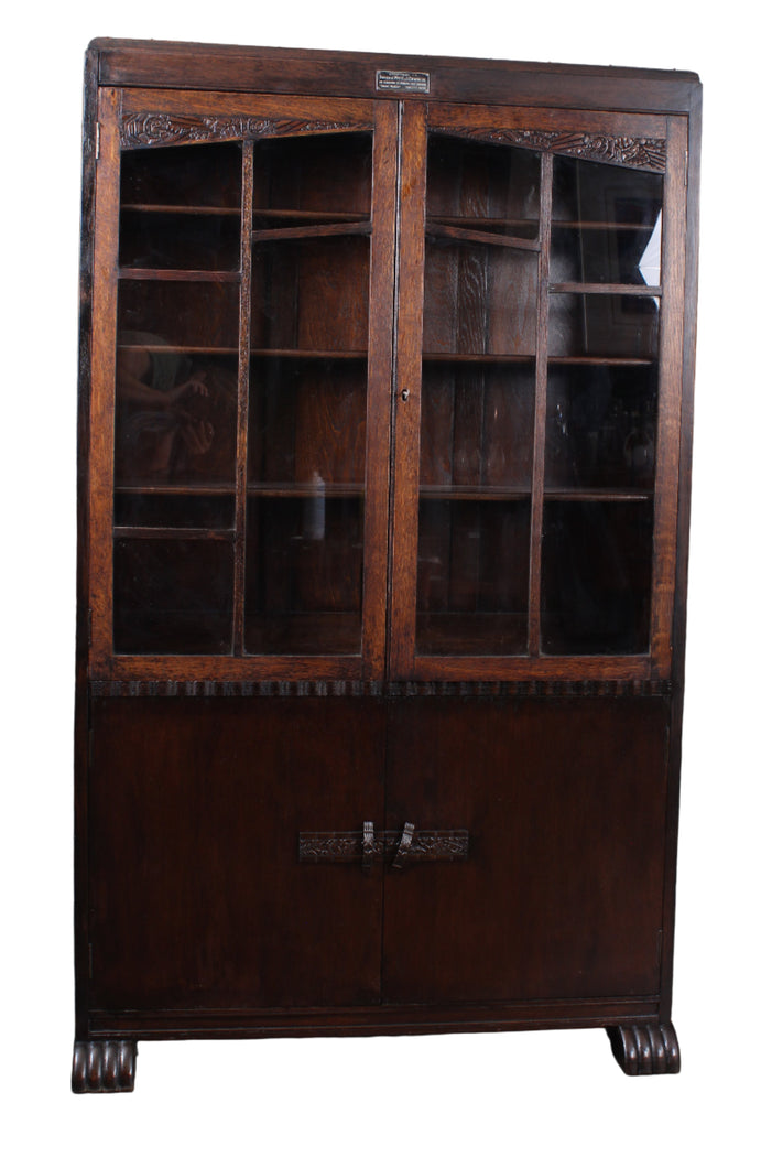 English Oak Bookcase with dedication plaque