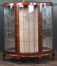 Load image into Gallery viewer, English Walnut Leaded Glass Display Cabinet c.1900