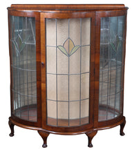 Load image into Gallery viewer, English Walnut Leaded Glass Display Cabinet c.1900