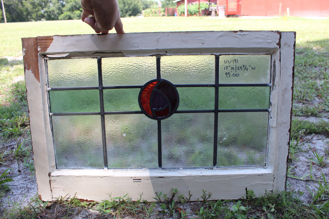 Antique English Stained Glass in Original Frame