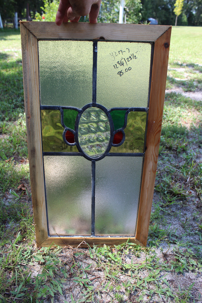 Antique English Stained Glass in Shipping Frame