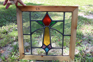 Antique English Stained Glass in Shipping Frame