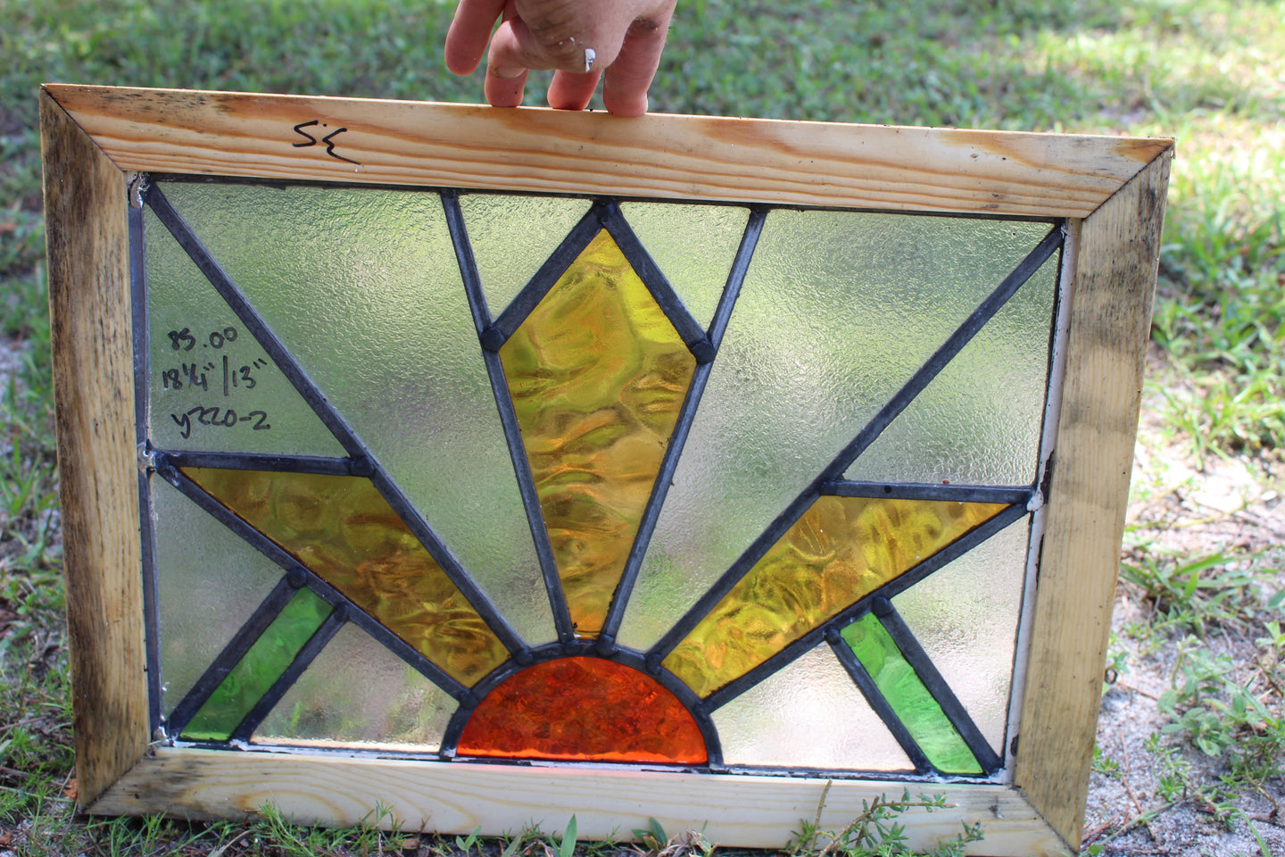 Antique English Stained Glass in Shipping Frame