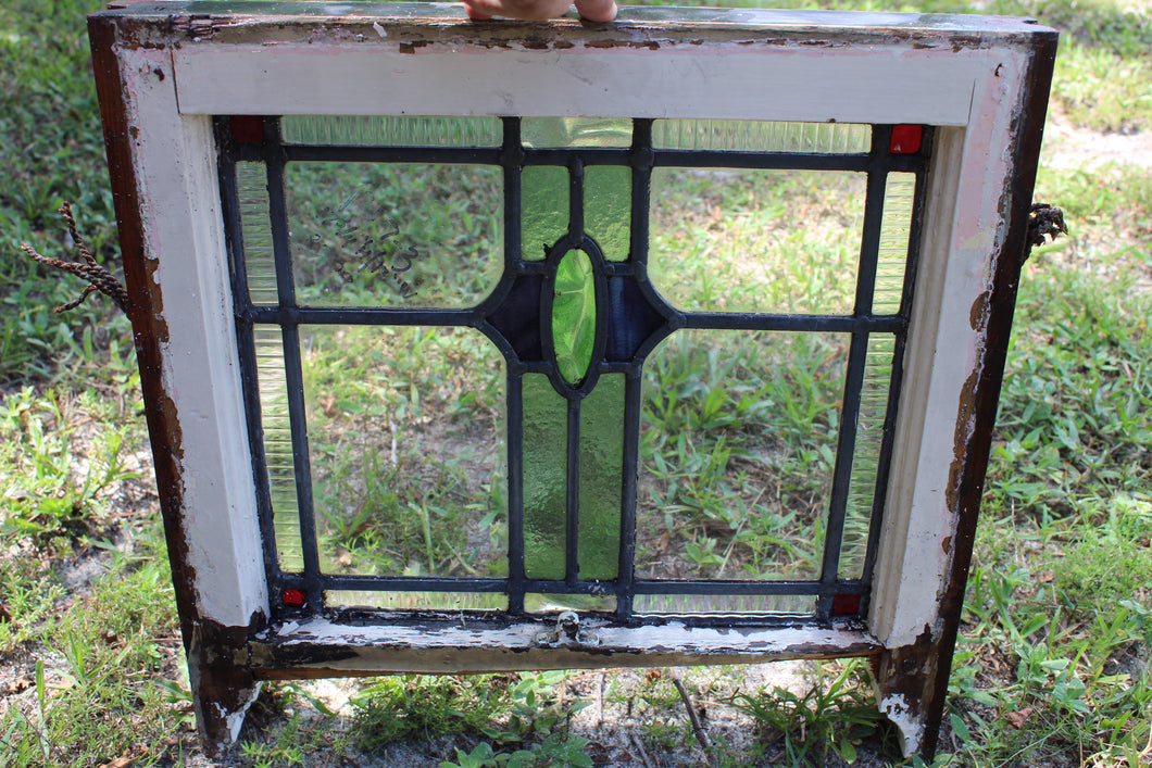 Antique English Stained Glass in Original Frame