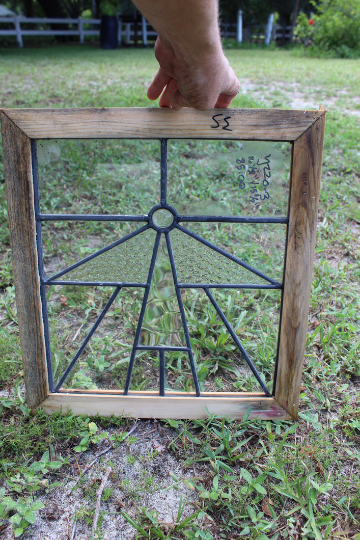 Antique English Stained Glass in Shipping Frame