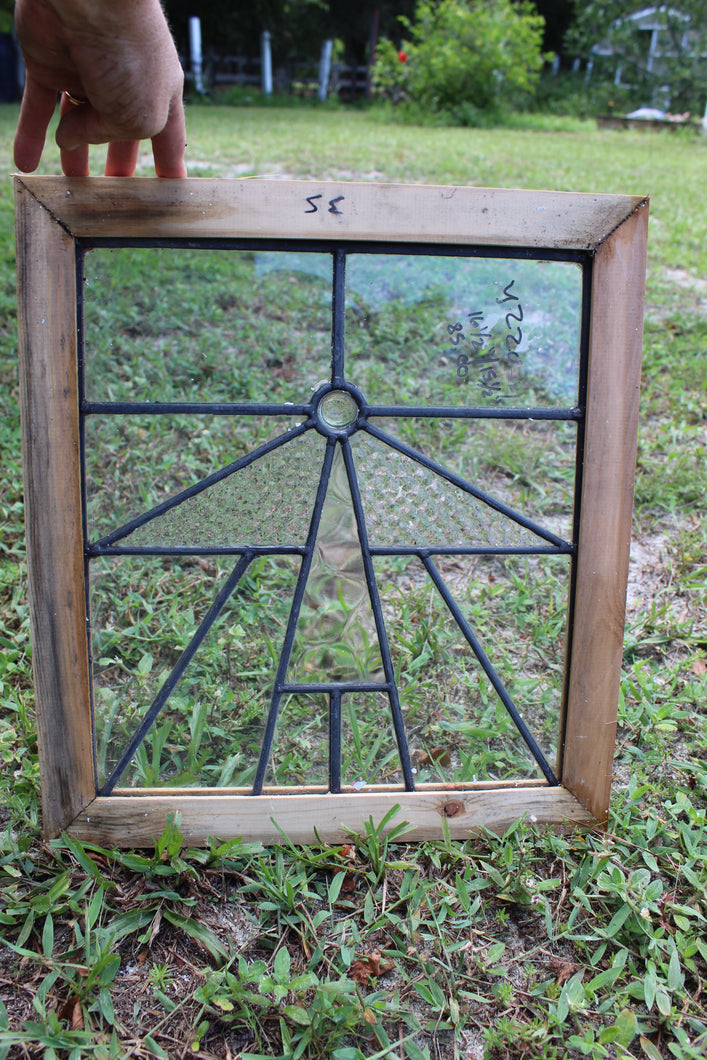 Antique English Stained Glass in Shipping Frame