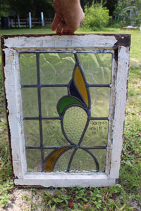 Antique English Stained Glass in Original Frame