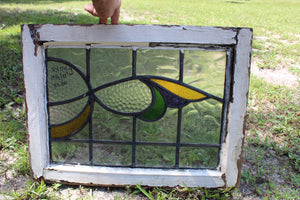 Antique English Stained Glass in Original Frame