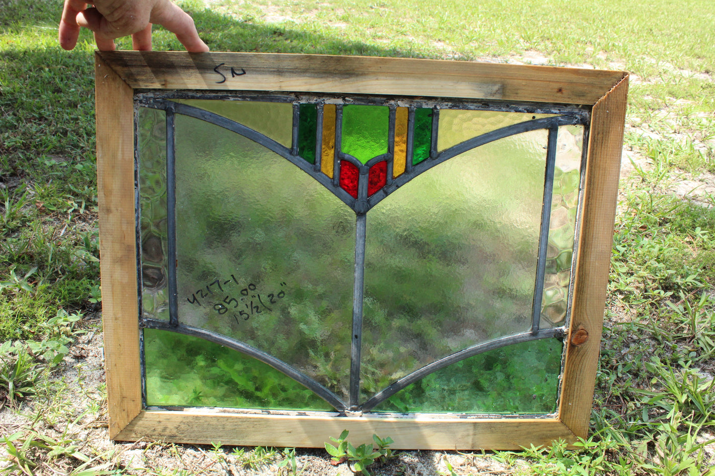 Antique English Stained Glass in Shipping Frame