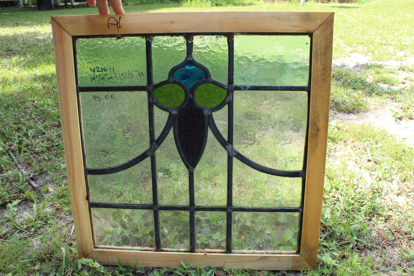 Antique English Stained Glass in Shipping Frame