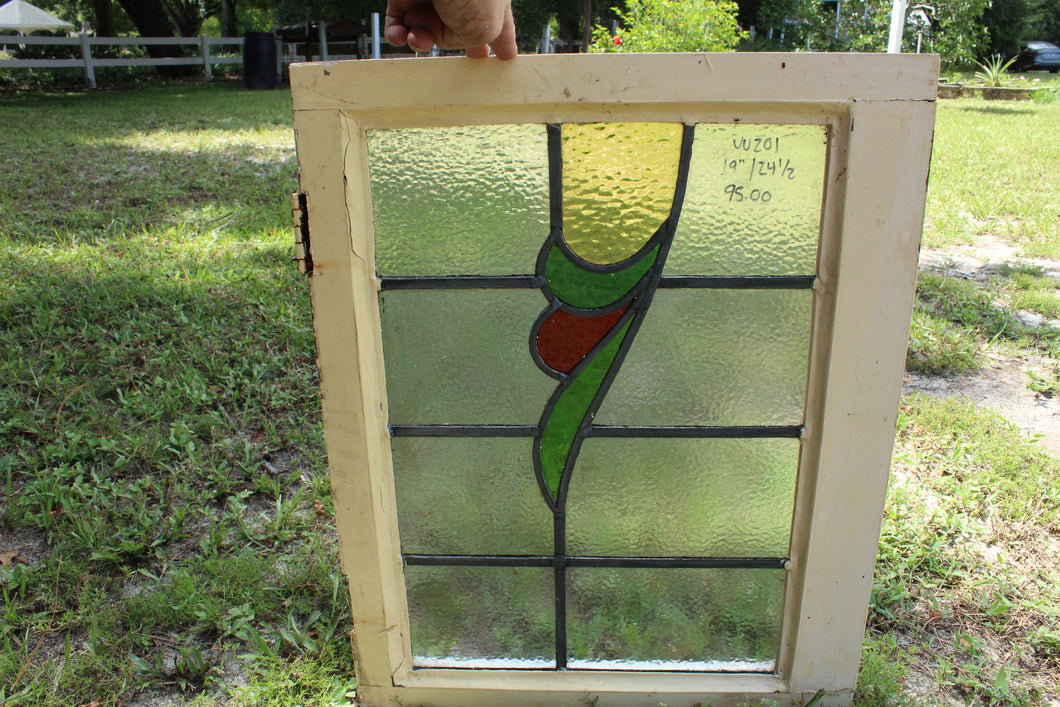 Antique English Stained Glass in Original Frame