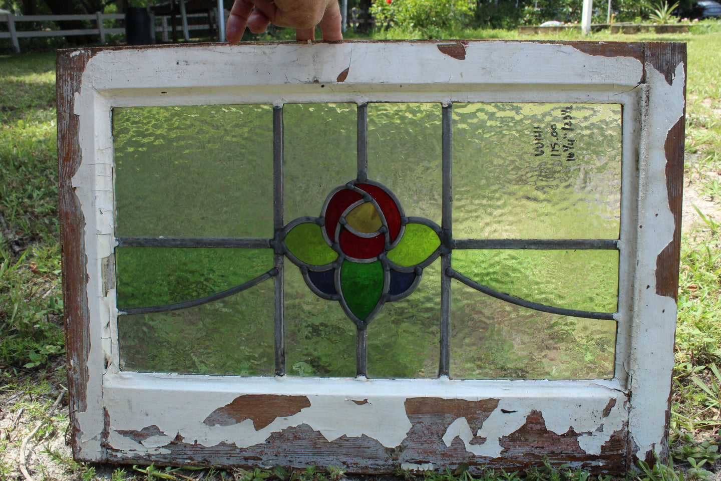 Antique English Stained Glass in Original Frame