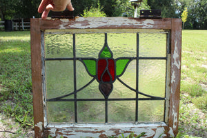 Antique English Stained Glass in Shipping Frame