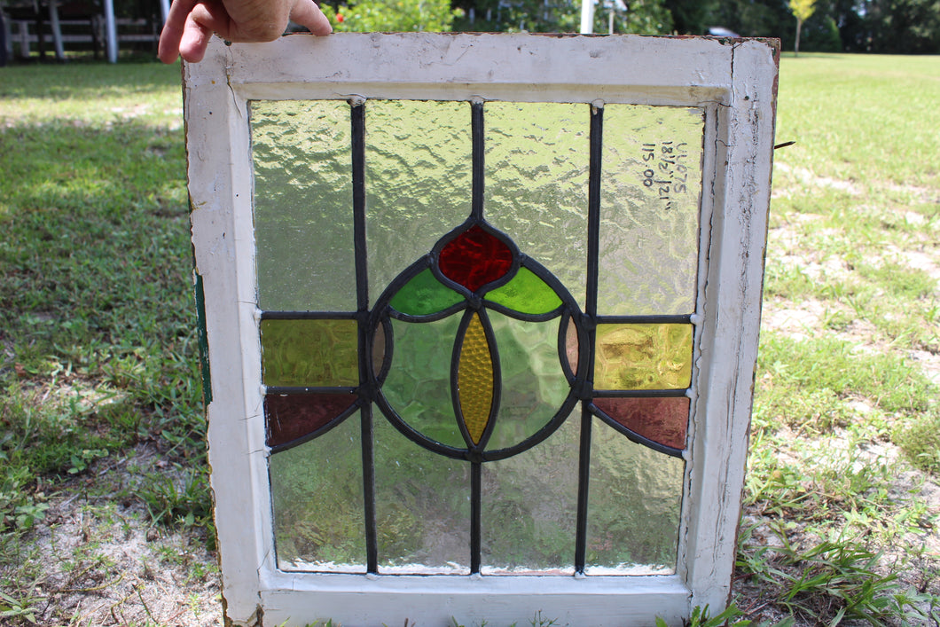 Antique English Stained Glass in Original Frame