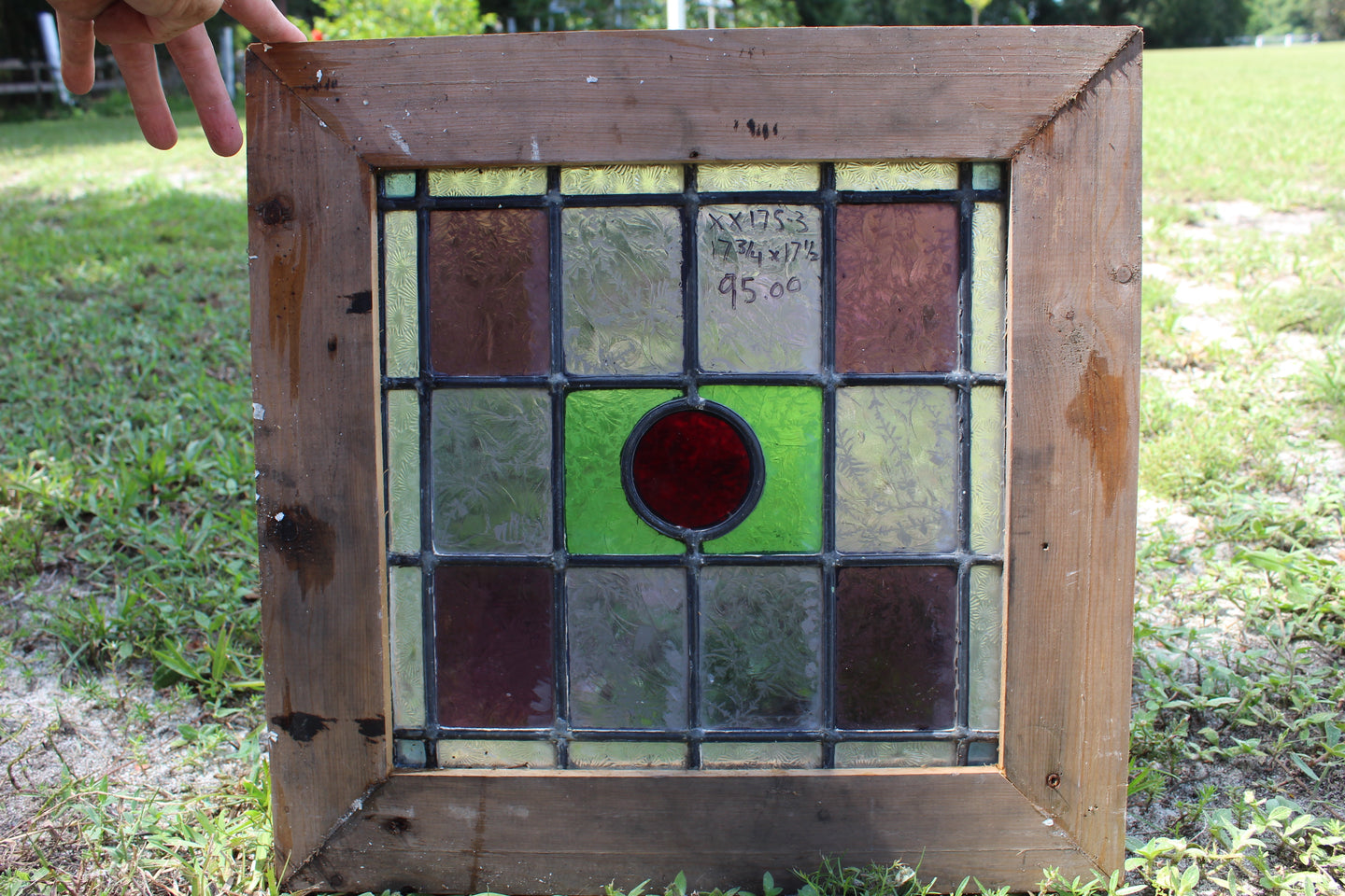 Antique English Stained Glass in Original Frame