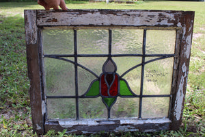 Antique English Stained Glass in Original Frame