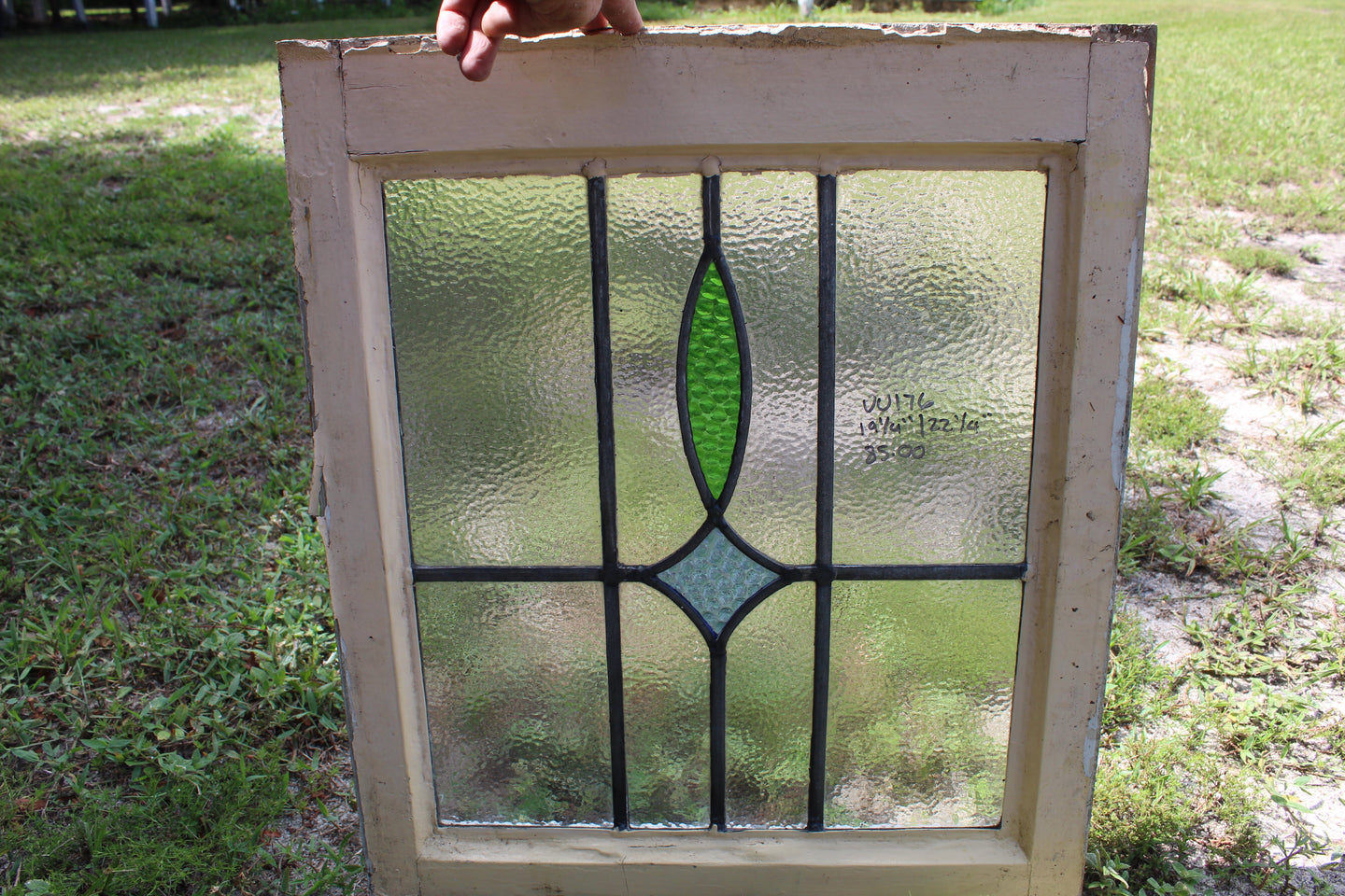 Antique English Stained Glass in Original Frame