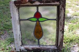 Antique English Stained Glass in Original Frame