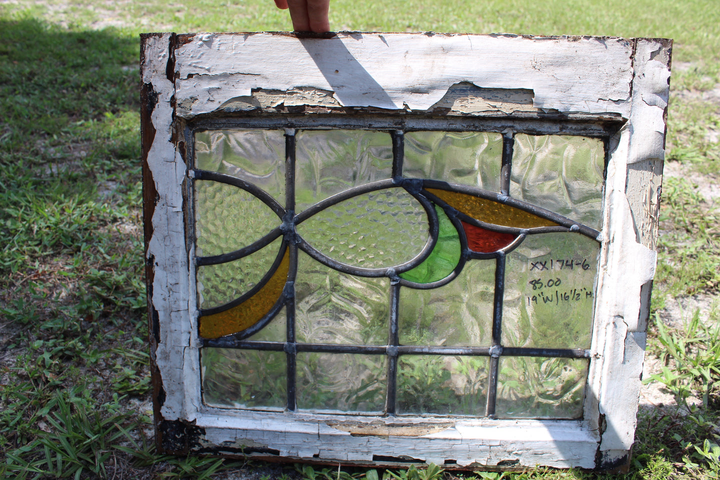 Antique English Stained Glass in Original Frame