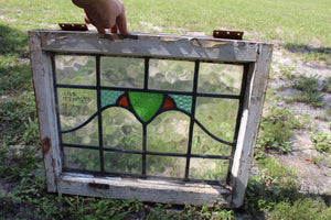 Antique English Stained Glass in Original Frame