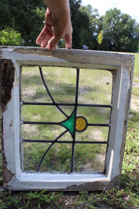 Antique English Stained Glass in Original Frame