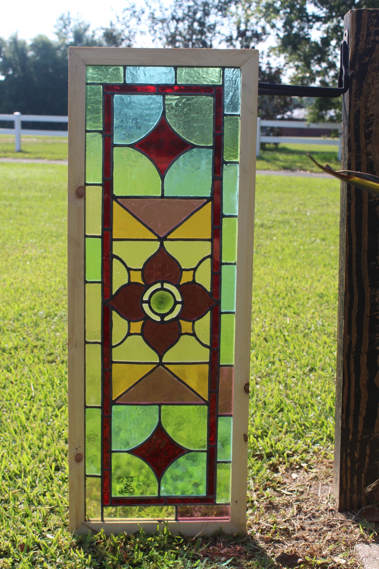 Antique English Stained Glass in Shipping Frame c.1880