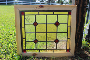 Antique English Stained Glass in Shipping Frame c.1880