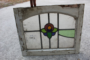 Antique English Stained Glass in Original Frame