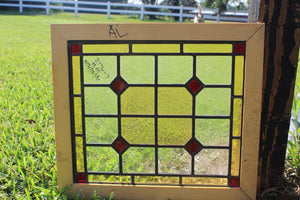 Antique English Stained Glass in Shipping Frame c.1880