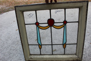 Antique English Stained Glass in Original Frame