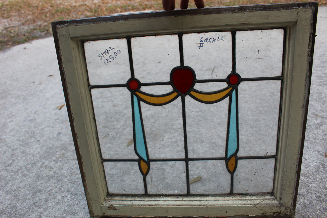 Antique English Stained Glass in Original Frame